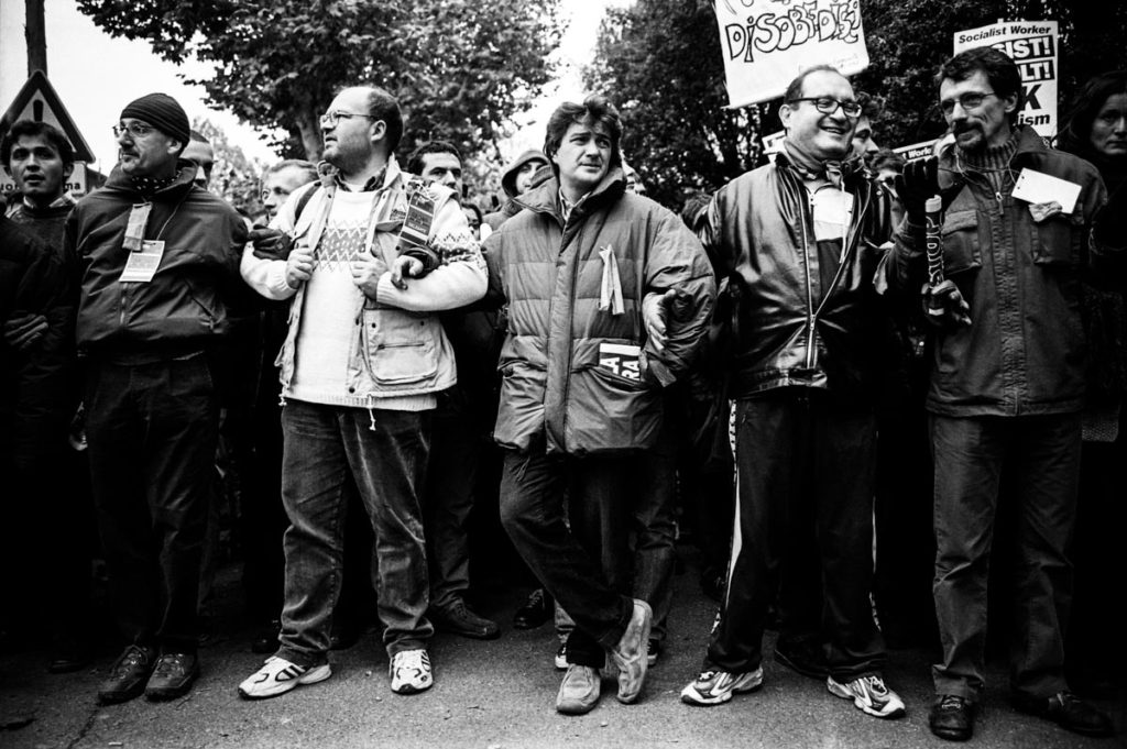 The European Social Forum was a recurring international conference established to allow “social movements, trade unions, NGOs, refugees, peace and anti-imperial groups, anti-racist movements, environmental movements, networks of the excluded and community campaigns from Europe and the world to come together and discuss themes linked to major European and global issues, in order to coordinate campaigns, share ideas and refine organising strategies” (Wikipedia). Held in the historic Renaissance city of Florence, Italy, the slogan of the first European Social Forum was "Against war, racism and neo-liberalism” – a specific reference to US president George W. Bush's plan for regime change in Iraq. The forum ended with a huge demonstration against the potential war in Iraq, which some sources estimate was attended by 1,000,000 people. Image copyright © Thaddeus Pope 2002.