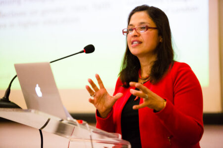 Professor Heidi Safia Mirza from Goldsmiths College, University of London, gives a Keynote Presentation at The European Conference on Education (ECE) in Brighton, UK. Professor Mirza spoke on “Decolonizing Pedagogies: Black Femanist Reflections on Teaching Race, Faith and Culture in Higher Education”, and challenged delegates to explore the radical possibility of transcending the ‘stuck’ institutional discourses of ‘race equality’ and ‘social inclusion’ that dominate higher education. Professor Heidi Safia Mirza from Goldsmiths College, University of London, gives a Keynote Presentation at The European Conference on Education (ECE) in Brighton, UK. Professor Mirza spoke on “Decolonizing Pedagogies: Black Femanist Reflections on Teaching Race, Faith and Culture in Higher Education”, and challenged delegates to explore the radical possibility of transcending the ‘stuck’ institutional discourses of ‘race equality’ and ‘social inclusion’ that dominate higher education.