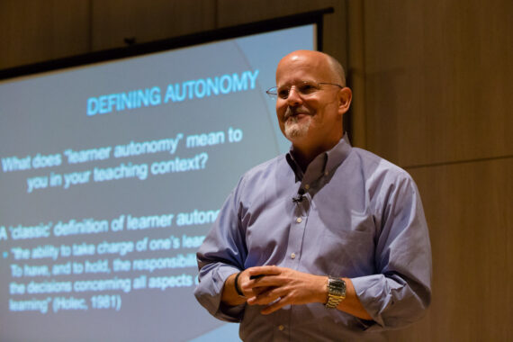 In his Keynote Presentation at The Asian Conference on Language Learning (ACLL), Richmond Stroupe of Soka University in Tokyo, Japan, discusses enhancing learner autonomy in Japan through teachers’ professional development. In his Keynote Presentation at The Asian Conference on Language Learning (ACLL), Richmond Stroupe of Soka University in Tokyo, Japan, discusses enhancing learner autonomy in Japan through teachers’ professional development.