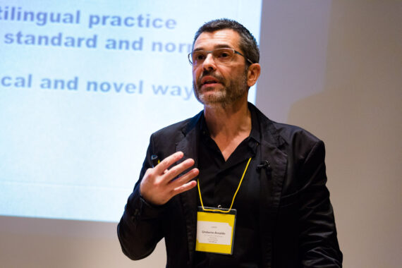 Professor Umberto Ansaldo, Chair of the School of Humanities at The University of Hong Kong, delivers a wide-ranging Keynote Presentation that looked at controversial questions of language preservation and conservation in “Heritage in Language?”, as part of a Plenary Session panel on Language and Heritage. The panel explored issues surrounding the role of heritage languages in contemporary society and education, both from theoretical perspectives as well as practical solutions. Professor Umberto Ansaldo, Chair of the School of Humanities at The University of Hong Kong, delivers a wide-ranging Keynote Presentation that looked at controversial questions of language preservation and conservation in “Heritage in Language?”, as part of a Plenary Session panel on Language and Heritage. The panel explored issues surrounding the role of heritage languages in contemporary society and education, both from theoretical perspectives as well as practical solutions.