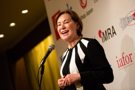 Monika Merz, President and CEO of Toys “R” Us Japan, gives a Keynote Presentation at the American Chamber of Commerce Japan (ACCJ) Women in Business Summit in Nagoya, Japan. The summit sought to share best practice, greater cross-cultural understanding, and strategies for real positive change in the working lives of career woman and their role in society as well as generally build further knowledge, diversity and inclusiveness in the Japanese workplace. Monika Merz, President and CEO of Toys “R” Us Japan, gives a Keynote Presentation at the American Chamber of Commerce Japan (ACCJ) Women in Business Summit in Nagoya, Japan. The summit sought to share best practice, greater cross-cultural understanding, and strategies for real positive change in the working lives of career woman and their role in society as well as generally build further knowledge, diversity and inclusiveness in the Japanese workplace.