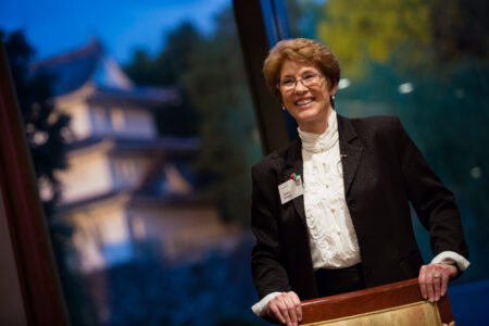 Against the backdrop of Nagoya Castle at sunset, Ginger Griggs gives a workshop presentation at the American Chamber of Commerce Japan (ACCJ) Women in Business Summit in Nagoya, Japan. Against the backdrop of Nagoya Castle at sunset, Ginger Griggs gives a workshop presentation at the American Chamber of Commerce Japan (ACCJ) Women in Business Summit in Nagoya, Japan.
