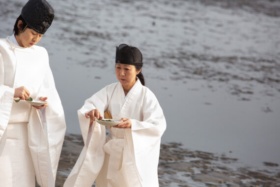 Shinto priests from Toba Shinmeisha Shrine lead the ritual purification process known as misogi.