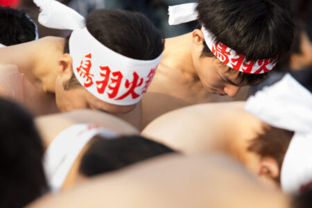 Final prayers are made before the men enter the sea.