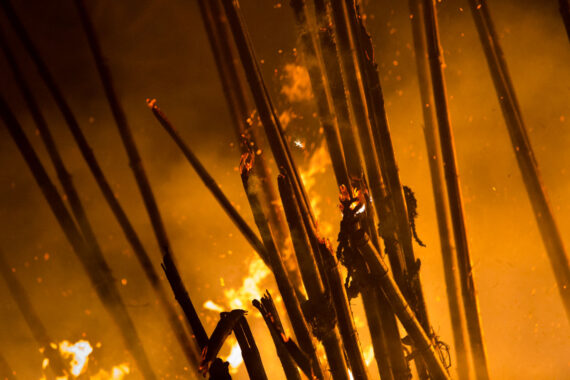 Where the towers once stood, now only fire remains.