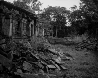 Beng Mealea, Cambodia, 2009.
Located on the ancient royal highway to Preah Khan Kompong Svay (approximately 40km east of the main group of temples at Angkor), Beng Mealea, which means "lotus pond" in Khmer, was constructed in the early 12th century during the reign of king Suryavarman II – the builder of Angkor Wat, the largest religious monument in the world, which he dedicated to the Hindu God Vishnu. Beng Mealea Temple in the Angkor Archaeological Park